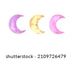 Watercolor Set Moons In Boho...