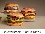3 Beef Cheese Burgers With...