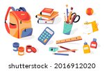 school supplies  backpack ... | Shutterstock .eps vector #2016912020
