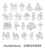 collection of monochrome... | Shutterstock .eps vector #2080244089