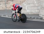 Small photo of BUDAPEST, HUNGARY - MAY 0- 7, 2022: Pro cyclist Tobias Foss JUMBO-VISMA Giro D'Italia Stage 2 Time trial - cycling competition on May 07, 2022 in Budapest Hungary.