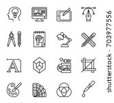 Art, drawing and web and graphic design icons set. Line Style stock vector.
