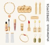 Set Jewelry Gold Accessories...
