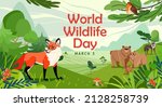 world wildlife day with animal... | Shutterstock .eps vector #2128258739
