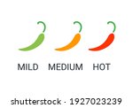 Red chili peppers icon. Logo for mexian restaurant. Mild, medium, hot spicy food. Vector illustration