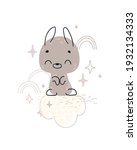 cute cartoon bunny. print for... | Shutterstock .eps vector #1932134333