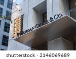 Small photo of Houston, Texas, USA - February 27, 2022: JPMorgan Chase Co.’s sign at its office building in Houston. JPMorgan Chase Co. is an American multinational investment bank and financial services company.