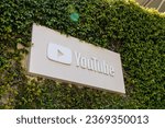 Small photo of Youtube logo and sign on the building at Youtube headquarters in San Bruno, California, USA - June 7, 2023. YouTube is an American online video sharing and social media platform.