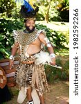 Small photo of Durban, South Africa - December 6, 2009: A Zulu wedding party in full traditional Zulu outfits.
