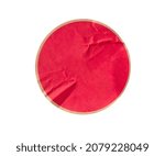 Blank red round adhesive paper sticker label isolated on white background