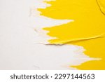 Small photo of Old grunge ripped torn yellow paper poster surface texture background