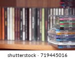 Rows of music cds on the shelf
