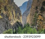 Small photo of Samaria Gorge is the longest gorge in Europe with lenght of 16 km and belongs to the most impressive gorges in Greece. It's located in White Mountains (Lefka Ori) in Chania region, Crete Greece