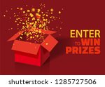 open red gift box and confetti... | Shutterstock .eps vector #1285727506