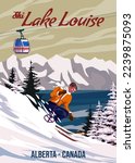 Travel Poster Ski Canadian Lake ...