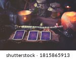 3 tarot cards spread lying on a ... | Shutterstock . vector #1815865913