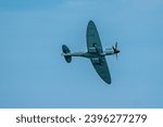 Small photo of Bournemouth, United Kingdom - September 1st 2023: Bournemouth Air Festival RAF Royal Air Force Supermarine Spitfire MK. XIX