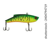 Small photo of Yellow striped wobbler (rattlin) for vertical fishing
