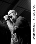 Small photo of The Engine Rooms Southampton - April 8th 2017: Thomas Mensi Mensforth performing with British punk band Angelic Upstarts at the Engine Rooms, Southampton, April 8 2017 in Southampton, Hampshire, UK