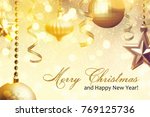 christmas background with... | Shutterstock . vector #769125736