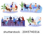 men and women sit in a cafe ... | Shutterstock .eps vector #2045740316