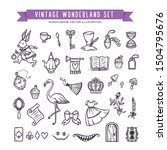 wonderland hand drawn set of... | Shutterstock .eps vector #1504795676