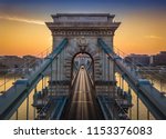 Budapest, Hungary - The world famous Szechenyi Chain Bridge at sunrise