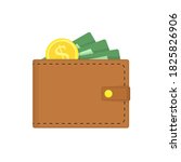 wallet with money in flat style.... | Shutterstock . vector #1825826906