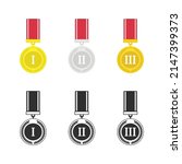 medal set with red ribbons... | Shutterstock .eps vector #2147399373