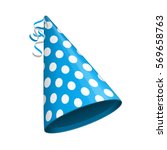 blue party hat with white... | Shutterstock .eps vector #569658763