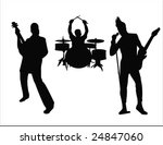 silhouette of rock band - stock vector