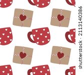 heart patterned mug and... | Shutterstock .eps vector #2113140386