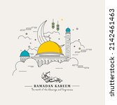 ramadan kareem in line art... | Shutterstock .eps vector #2142461463