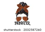momster messy bun mom halloween ... | Shutterstock .eps vector #2032587260