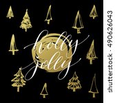 holly jolly christmas greeting... | Shutterstock .eps vector #490626043