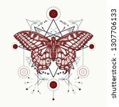 esoteric magic butterfly... | Shutterstock .eps vector #1307706133