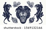 black panthers. aggressive wild ... | Shutterstock .eps vector #1569132166