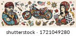 bikers. old school tattoo... | Shutterstock .eps vector #1721049280