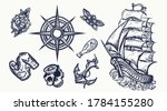 pirates elements. tattoo vector ... | Shutterstock .eps vector #1784155280