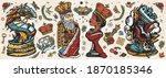 chess old school tattoo vector... | Shutterstock .eps vector #1870185346