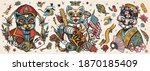 cats old school tattoo vector... | Shutterstock .eps vector #1870185409