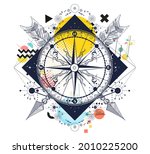 compass and crossed arrows.... | Shutterstock .eps vector #2010225200