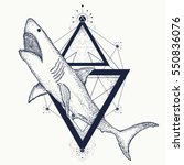 shark tattoo geometric style.... | Shutterstock .eps vector #550836076