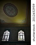 Small photo of Istanbul, Turkey - September 6th 2019. Ceiling detail in the Mosque of the Black Eunuchs in Topkapi Palace Harem in Istanbul, Turkey