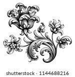 tulip peony flower vintage... | Shutterstock .eps vector #1144688216