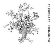 rose peony flowers bouquet... | Shutterstock .eps vector #1919606573