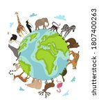 world animal day. vector earth... | Shutterstock .eps vector #1807400263