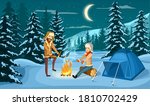 winter camp. vector family... | Shutterstock .eps vector #1810702429