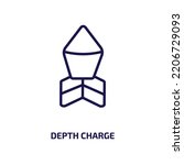 depth charge icon from army and war collection. Thin linear depth charge, dog tag, army outline icon isolated on white background. Line vector depth charge sign, symbol for web and mobile