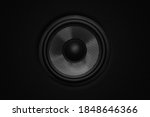 Music speaker on black background. Sound